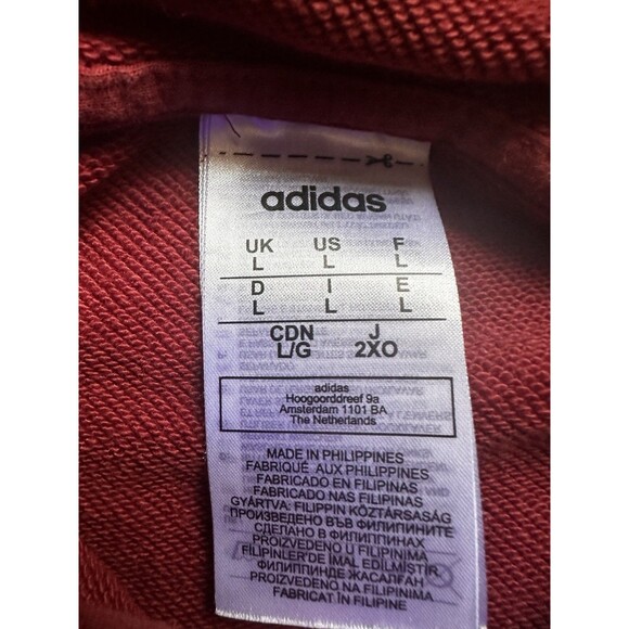 Adidas Men’s Red Hoodie Size L All-Over Logo Print Casual Streetwear - Picture 4 of 5